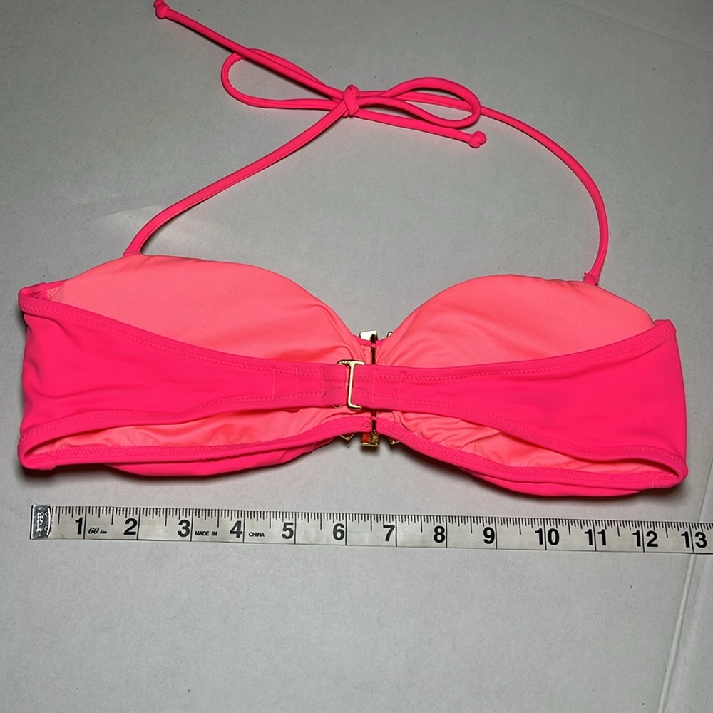 Victoria's Secret Women’s Neon Pink Bikini Top with flower detail M - Picture 5 of 9